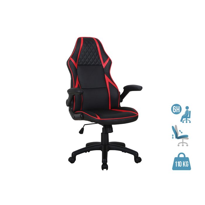 3700339883370-Fauteuil gamer RACER SPEED - accoudoirs rabattables - noir et rouge--0