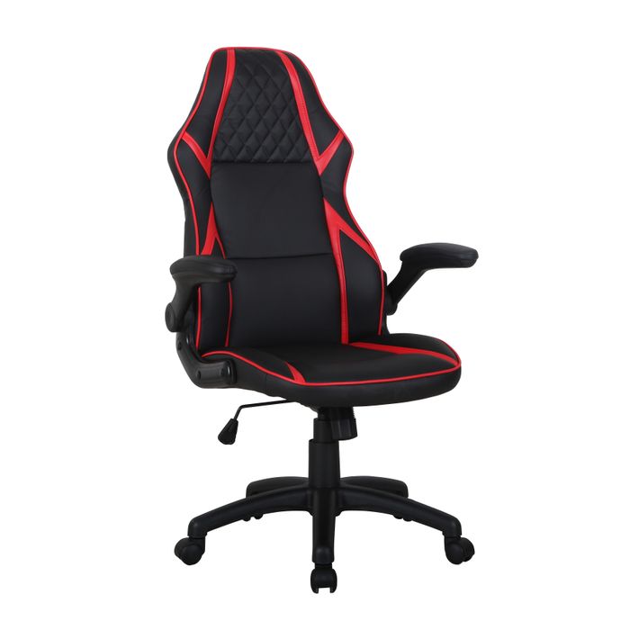 3700339883370-Fauteuil gamer RACER SPEED - accoudoirs rabattables - noir et rouge--1