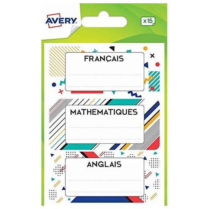 5014702135330-Avery - 15 Étiquettes scolaires matières scolaires graphiques--0