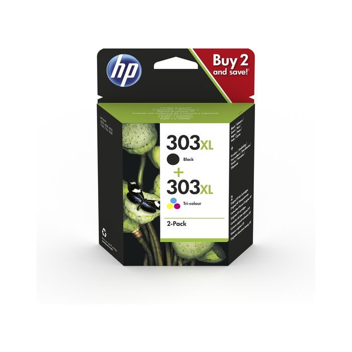 193015189843-HP 303XL - pack de 2 - noir et 3 couleurs - cartouche d'encre originale (3YN10AE)--0