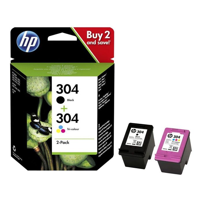 192545191432-HP 304 - Pack de 2 - noir et 3 couleurs - cartouche d'encre originale (3JB05AE)--1