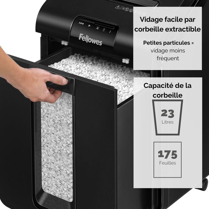 0043859741854-Fellowes AutoMax 100M - destructeur de documents coupe croisée mini-cut - 100 feuilles - Corbeille 23 litres - technolo--2