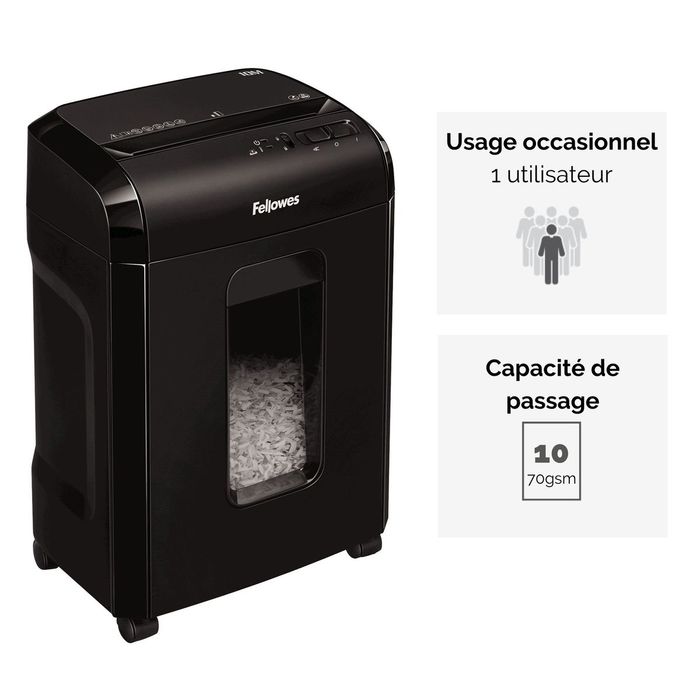 0043859743537-Fellowes Powershred 10M - destructeur de documents coupe croisée microparticules - 10 feuilles - Corbe--1