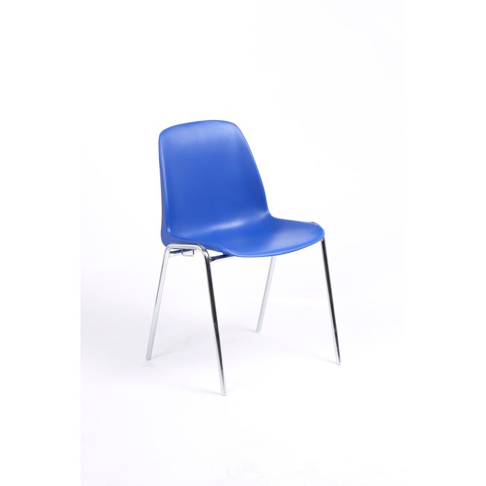 3701338800399-Chaise CHARLOTTE - pieds chromés avec accroches - bleu--0