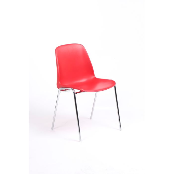 3701338800443-Chaise CHARLOTTE - pieds chromés avec accroches - rouge--0