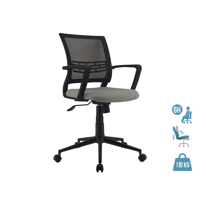 3397702203172-Fauteuil de bureau ICEBERG - accoudoirs fixes - patins et roulettes fournis - noir et gris--0