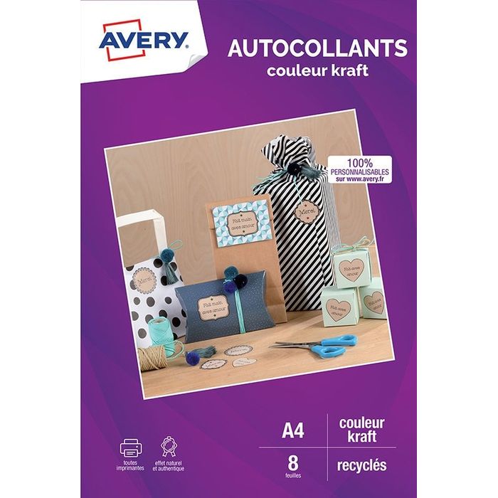 5014702033889-Avery - Autocollants kraft - 8 feuilles A4--0