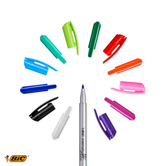 3086123514850-BIC Intensity - Feutre fin - pointe moyenne - noir--2