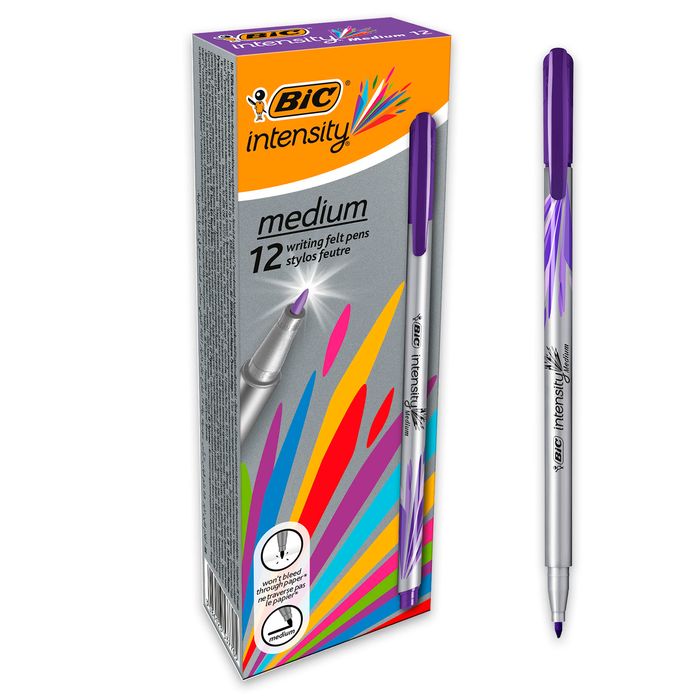 3086123537705-BIC Intensity - Pack de 12 feutres fins - pointe moyenne - violet--0