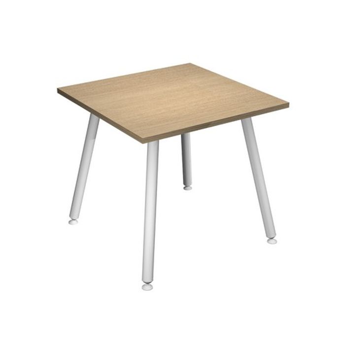 2012349509999-Table haute - 80 x 80 x 105 cm - Pieds métal blancs - Chêne--0