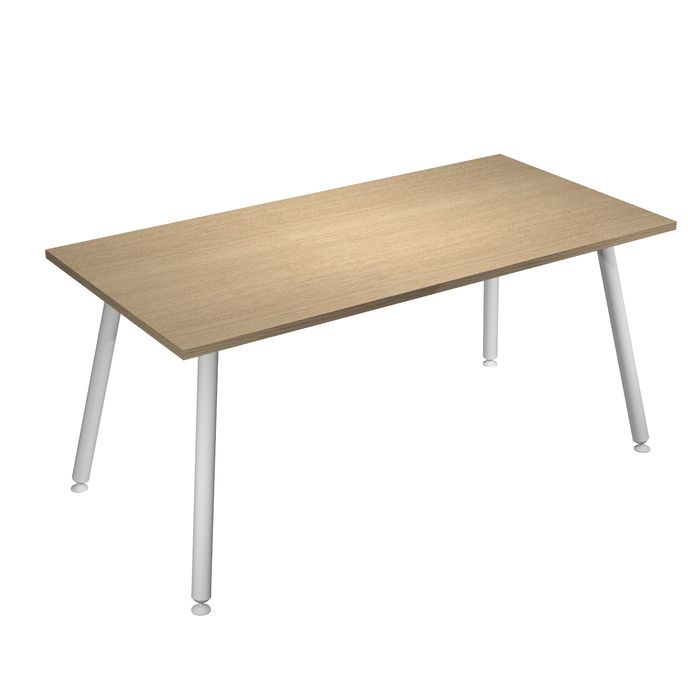 2012349510070-Table haute - 180 x 80 x 105 cm - Pieds métal blancs - Chêne--0