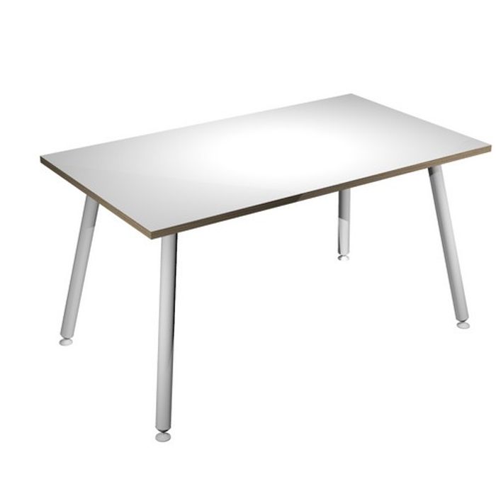 7331910018872-Bureau LEONARDO - 140 cm - Blanc chants chêne--0