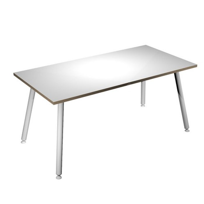 2012349510438-Table haute - 160 x 80 x 105 cm - Pieds métal blancs - Blanc chants chêne--0