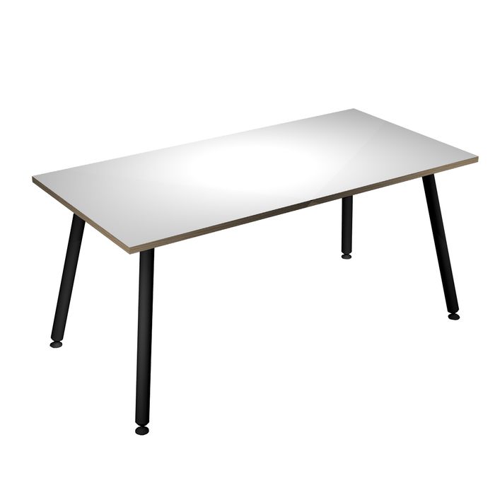 2012349511534-Table haute - 120 x 80 x 105 cm - Pieds métal noirs - Blanc chants chêne--0