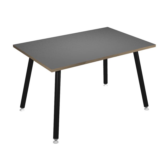 2012349511916-Table haute - 120 x 80 x 105 cm - Pieds métal noirs - Anthracite chants chêne--0
