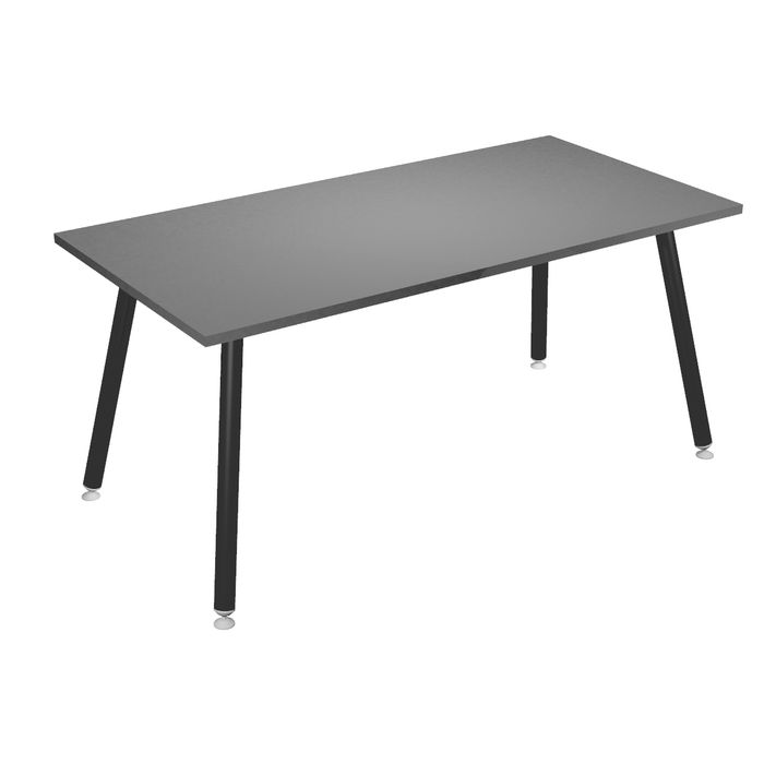 2012349511718-Bureau LEONARDO - 160 cm - Pieds métal noirs - Anthracite chants chêne--0