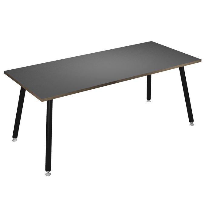 2012349511978-Table haute - 180 x 80 x 105 cm - Pieds métal noirs - Anthracite chants chêne--0