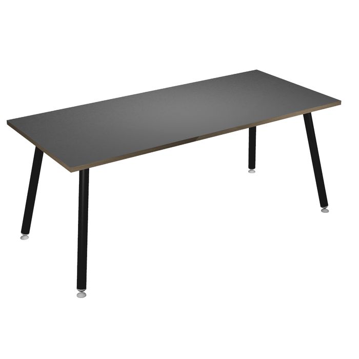 2012349511732-Bureau LEONARDO - 180 cm - Pieds métal noirs - Anthracite chants chêne--0