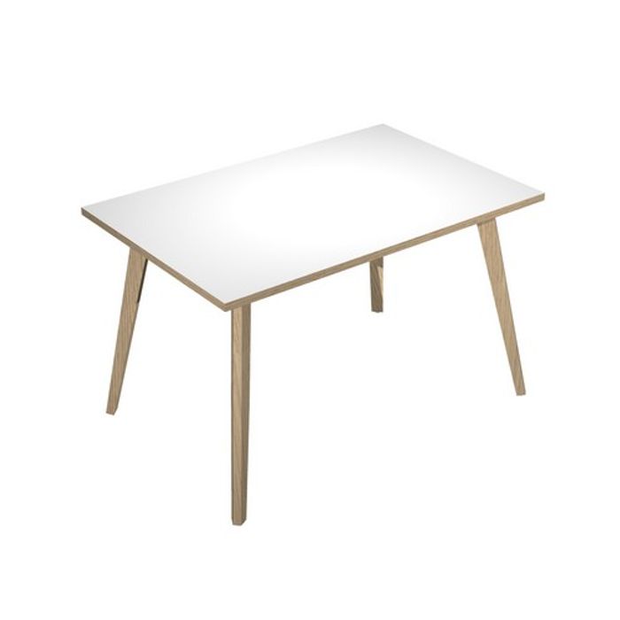 2012349512432-Bureau LEONARDO - 120 cm - Pieds bois - Blanc chants chêne--0