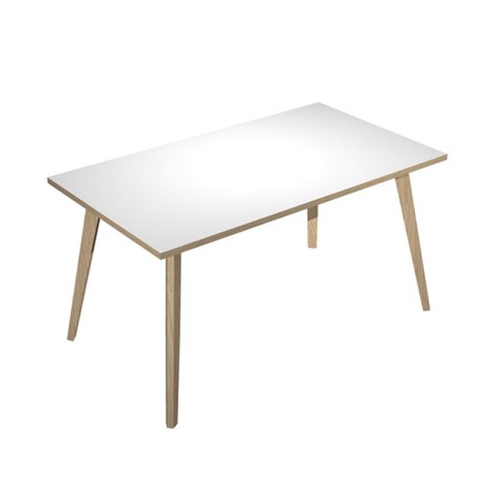 2012349512456-Bureau LEONARDO - 140 cm - Pieds bois - Blanc chants chêne--0