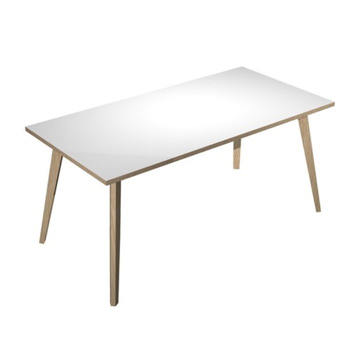 2012349512470-Bureau LEONARDO - 160 cm - Pieds bois - Blanc chants chêne--0