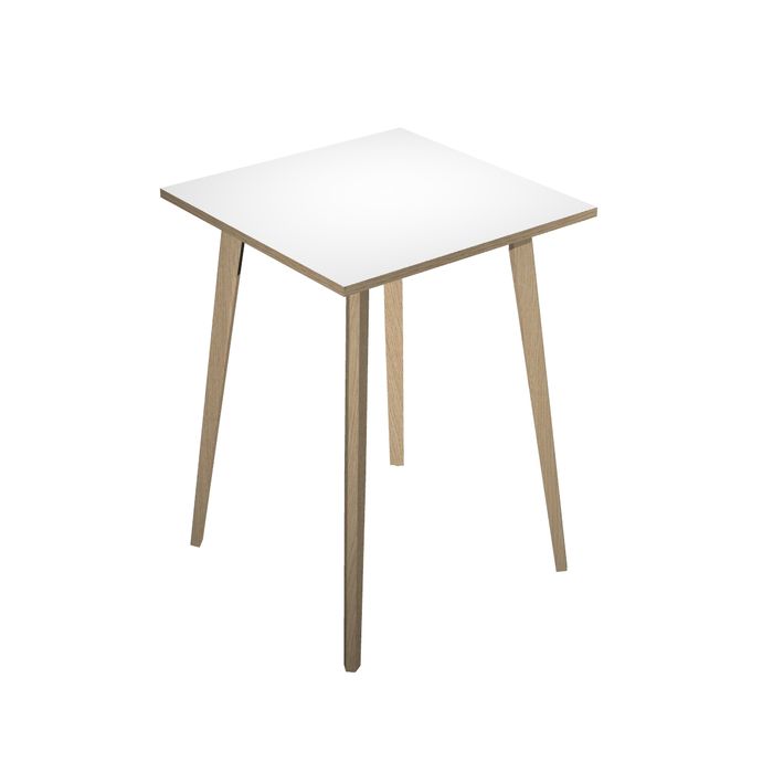 2012349512654-Table haute - 80 x 80 x 105 cm - Pieds bois - Blanc chants chêne--0