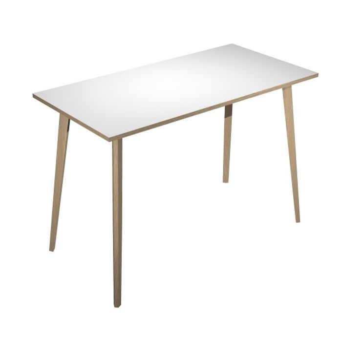 2012349512715-Table haute - 160 x 80 x 105 cm - Pieds bois - Blanc chants chêne--0