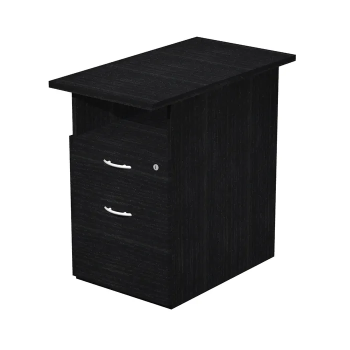 2012349513705-Caisson de bureau - Profondeur 80 cm - 1 niche et 2 tiroirs - Frêne noir--0