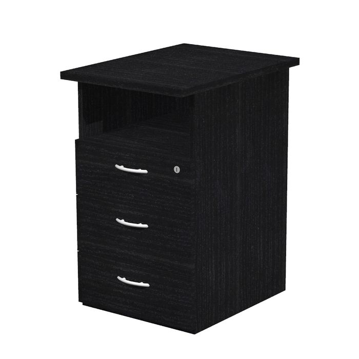 2012349513729-Caisson de bureau - Profondeur 60 cm - 1 niche et 3 tiroirs - Frêne noir--0