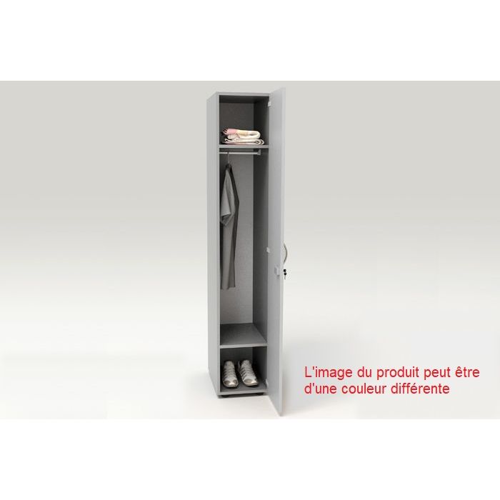 2012349514580-Armoire vestiaire 1 porte - H185 x L33 x P52 cm - Blanc--0