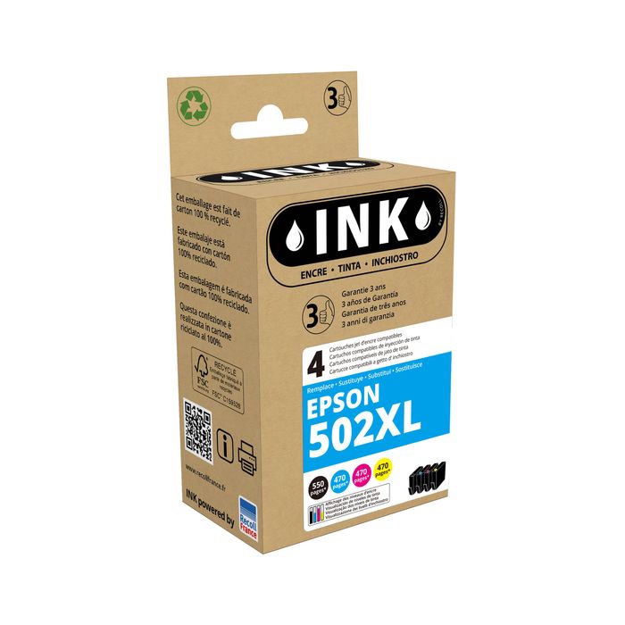 3112539806224-Cartouche compatible Epson 502XL Jumelles - pack de 4 - noir, cyan, magenta, jaune - ink--0