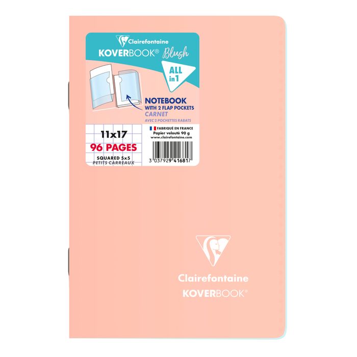 3037929416817-Clairefontaine Koverbook - Carnet polypro 11 x 17 cm - 96 pages - petits carreaux (5x5 mm) - disponible dans différentes--2