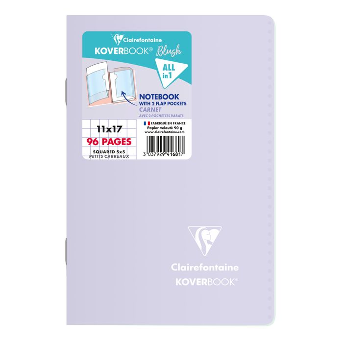 3037929416817-Clairefontaine Koverbook - Carnet polypro 11 x 17 cm - 96 pages - petits carreaux (5x5 mm) - disponible dans différentes--3