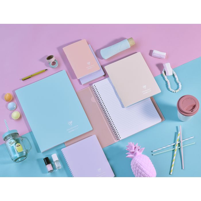 3037929814811-Clairefontaine Koverbook Blush - Cahier polypro 24 x 32 cm - 96 pages - grands carreaux (Seyes) - disponible dans différentes--9