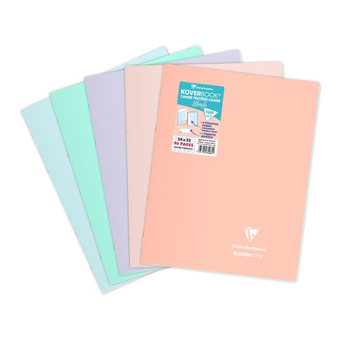 3037929814811-Clairefontaine Koverbook Blush - Cahier polypro 24 x 32 cm - 96 pages - grands carreaux (Seyes) - disponible dans différentes--0