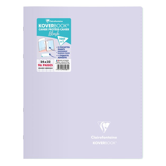 3037929814811-Clairefontaine Koverbook Blush - Cahier polypro 24 x 32 cm - 96 pages - grands carreaux (Seyes) - disponible dans différentes--3