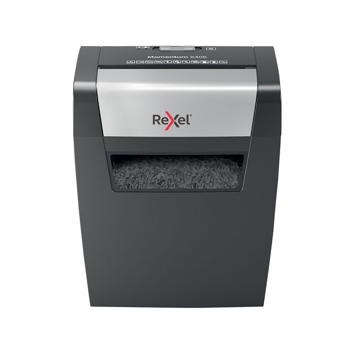 5028252523189-Rexel Momentum X406 - destructeur de documents coupe croisée - 6 feuilles - Corbeille 15 litres--2