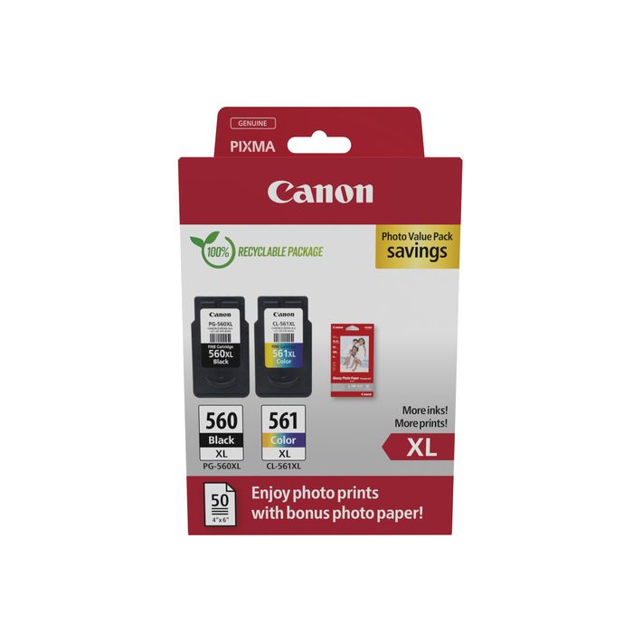 8714574662879-Canon PG-560XL/CL-561XL - Pack de 2 - noir, couleur (cyan, magenta, jaune) - cartouche d'encre original--0