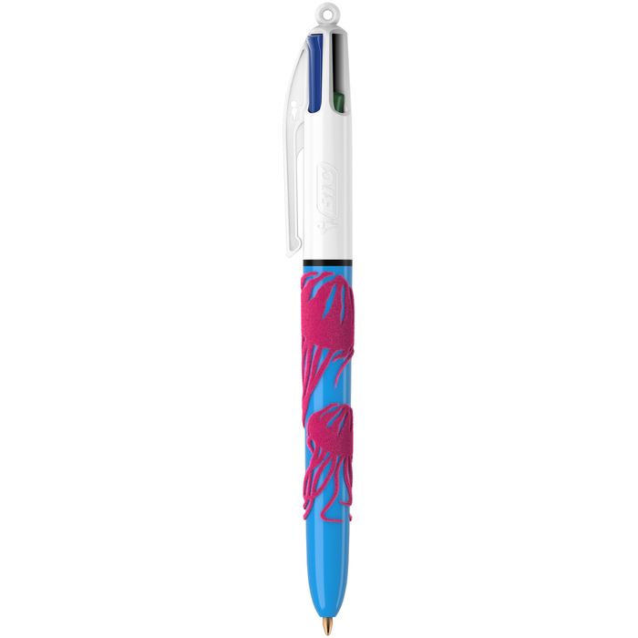 3086123595521-BIC 4 Couleurs - Stylo à bille 4 couleurs - 1 mm - corps texturé velours - différents modèles dispo--1