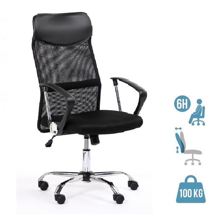 3701338801709-Fauteuil de bureau OMAHA - accoudoirs fixes - noir--0