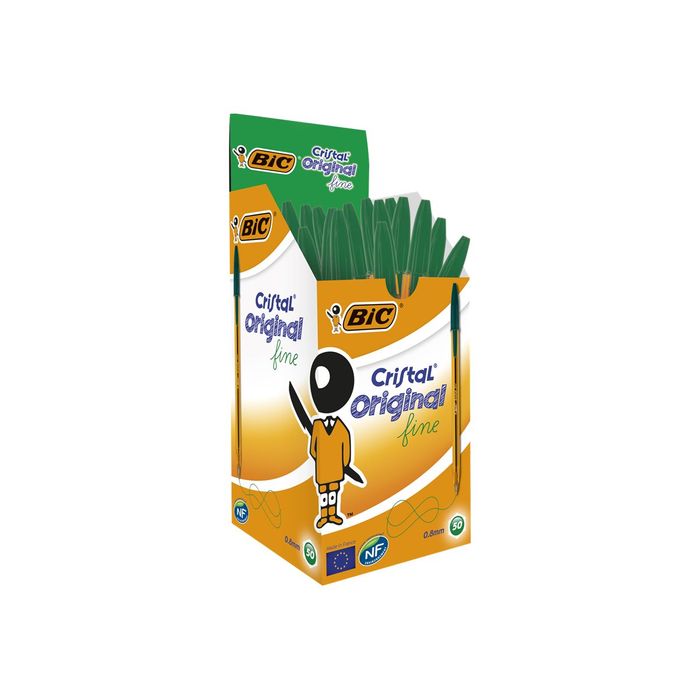 3086123134461-BIC Cristal Fine - 50 Stylos à bille - vert-Angle gauche-0