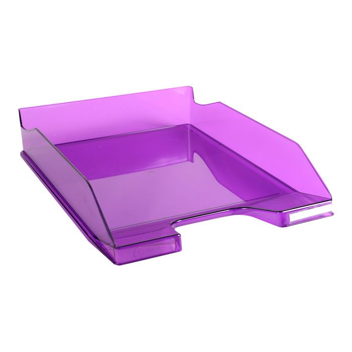 9002493019874-Exacompta COMBO Glossy - Corbeille à courrier violet translucide-Angle gauche-1