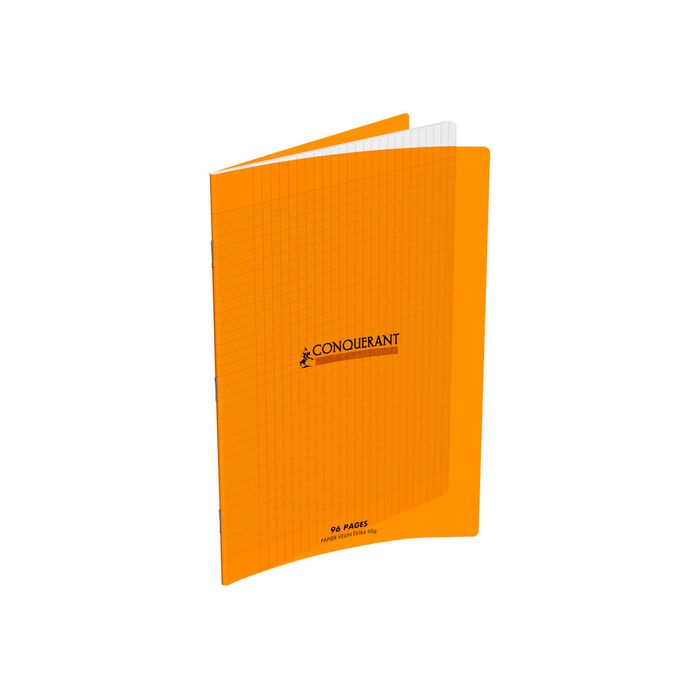 3020120216966-Conquérant Classique - Cahier polypro 24 x 32 cm - 96 pages - grands carreaux (Seyes) - orange-Avant-0