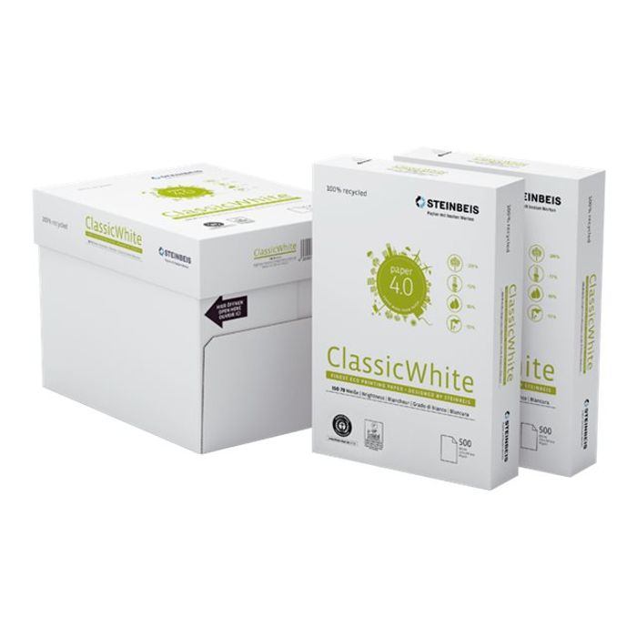 4260074842203-Steinbeis ClassicWhite - Papier blanc recyclé - A4 (210 x 297 mm) - 80 g/m² - 500 feuilles-Angle droit-0