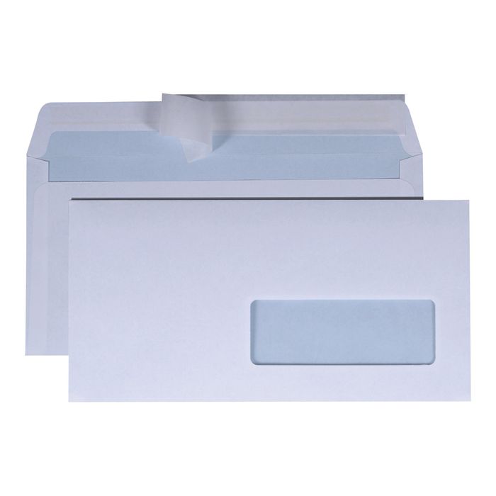 3240180230256-La Couronne - 200 Enveloppes DL 110 x 220 mm - 100 gr - blanc - fenêtre 45 x 100 mm - bande-Multi-angle-1