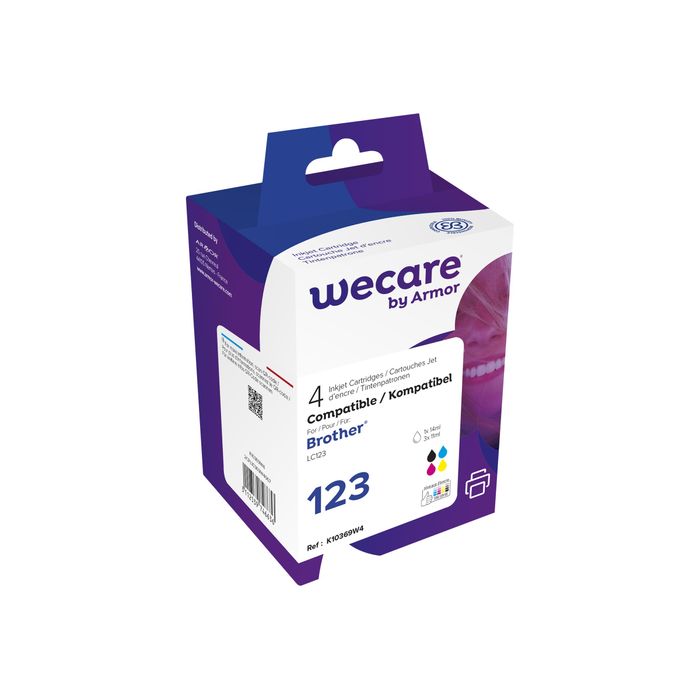 3112539746636-Cartouche compatible Brother LC123 - pack de 4 - noir, cyan, magenta, jaune - Wecare-Angle gauche-0