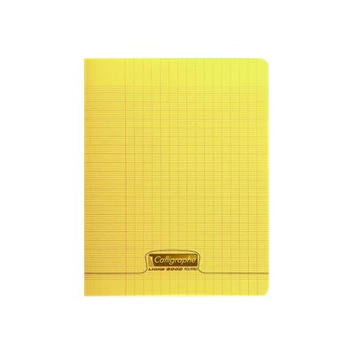 3210330181240-Calligraphe 8000 - Cahier polypro 17 x 22 cm - 96 pages - grands carreaux (Seyes) - jaune-Avant-0