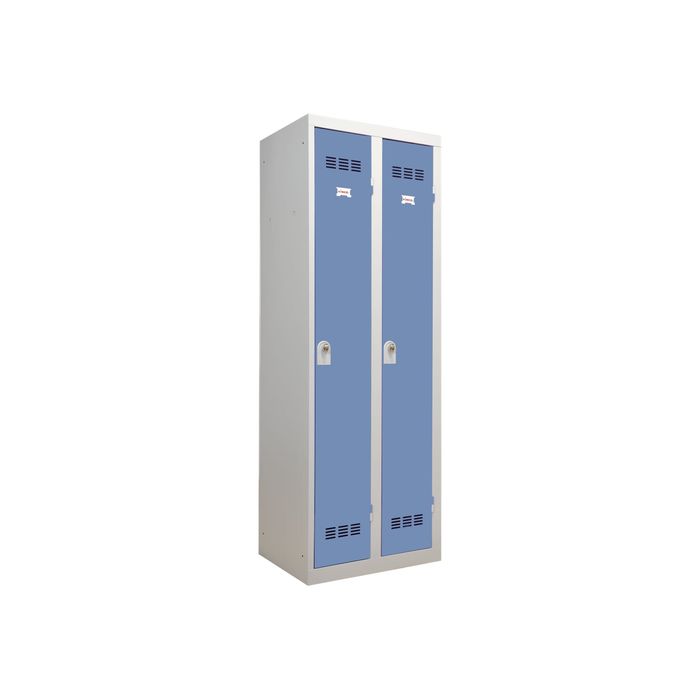 3219093104718-Vestiaire Industrie Propre - 2 portes - 180 x 60 x 50 cm - gris/beu-Angle gauche-0