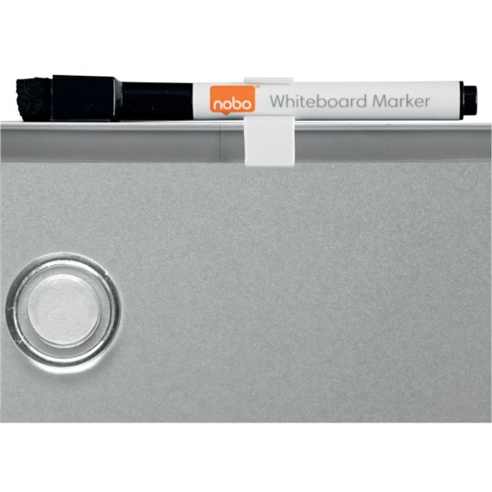 0400000080079-Nobo - Tableau blanc Slimline en acier laqué - 58 x 43 cm - magnétique - cadre argent--5