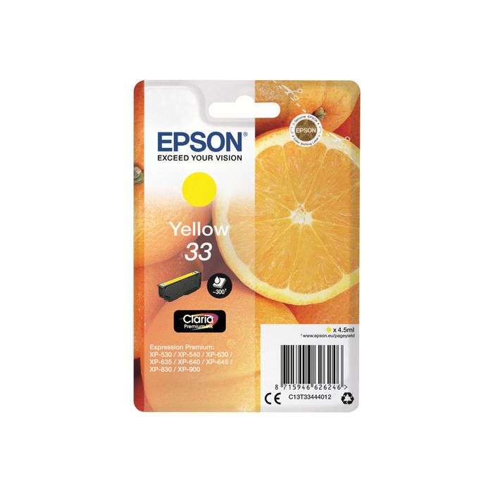 8715946600550-Epson 33 Oranges - jaune - cartouche d'encre originale-Avant-0